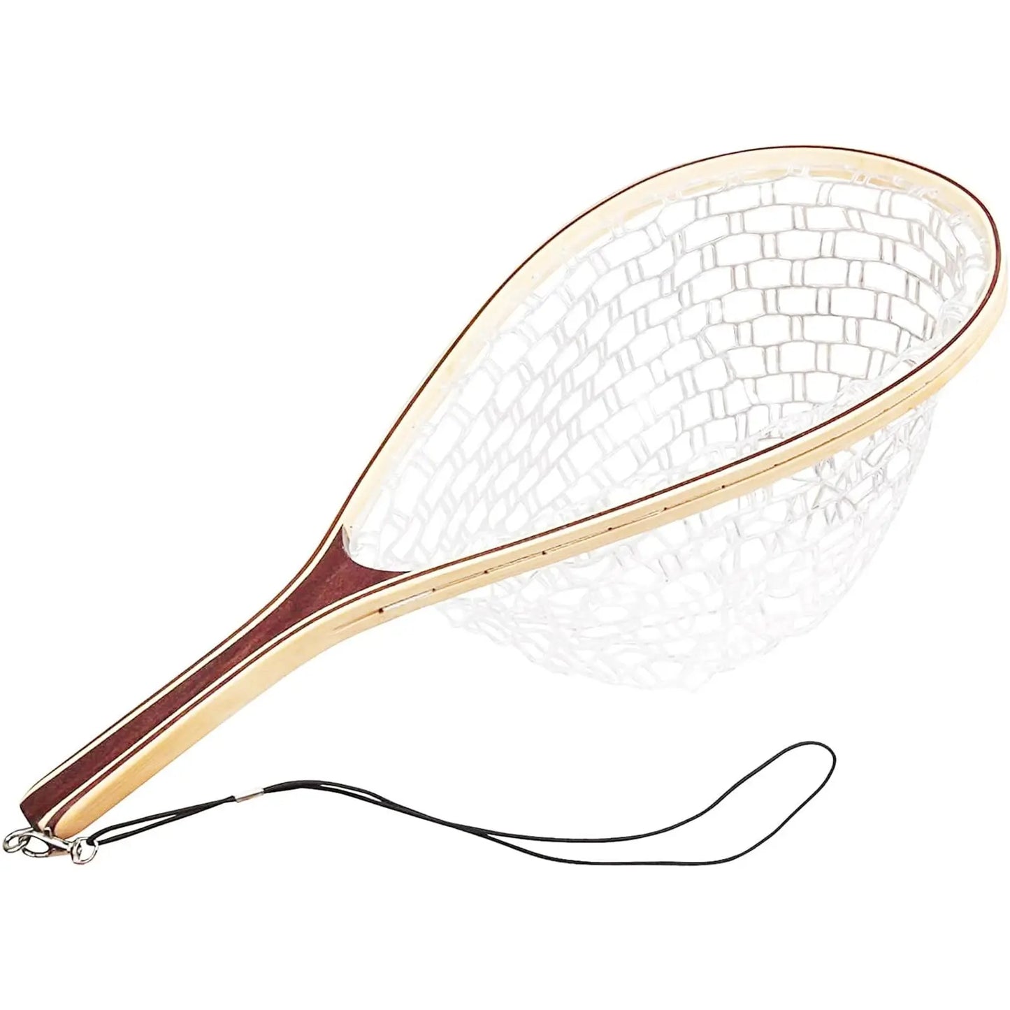 Fishing Net For Trout With Soft Rubber Mesh And Wooden Handle