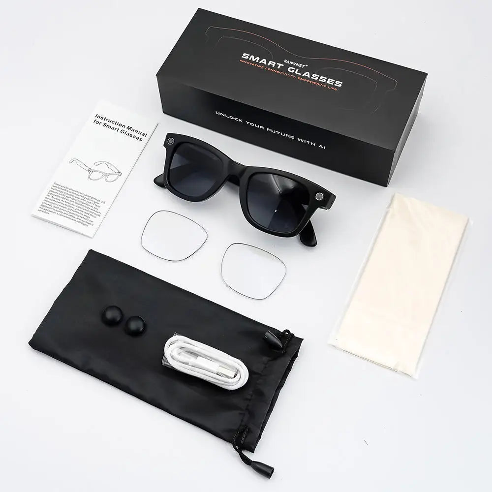 Smart Glasses With Dual Lenses 8MP 1080p Video AI Translation