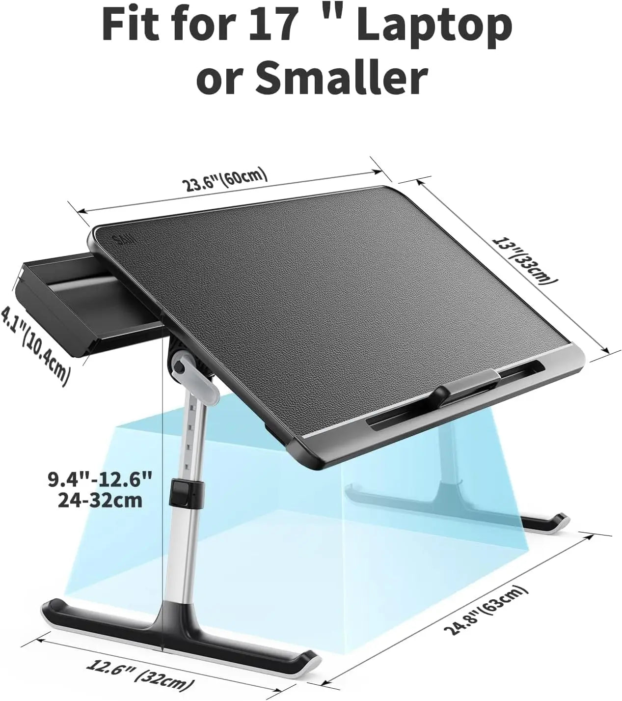 Foldable Adjustable Laptop Bed Tray With Storage Drawer