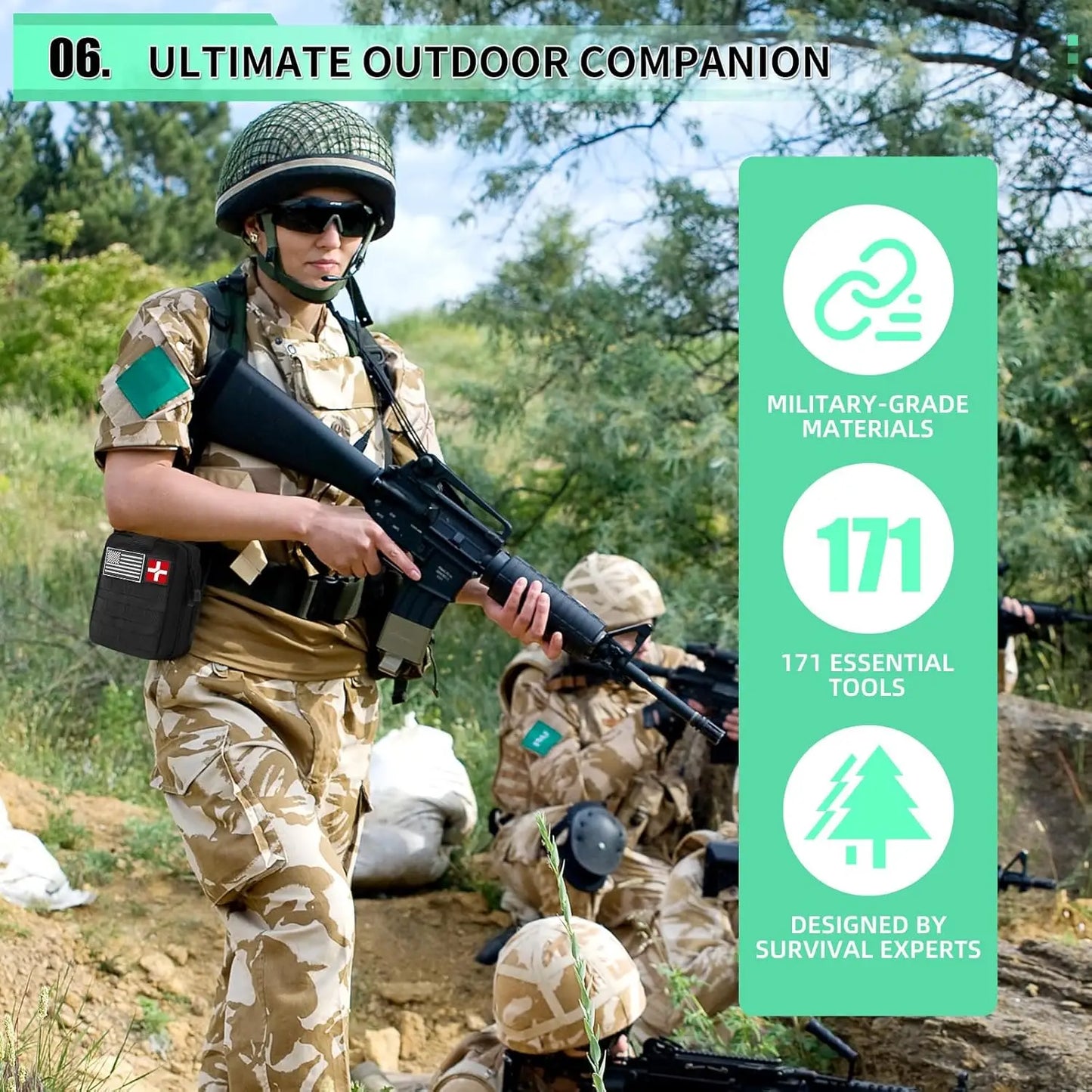 Survival First Aid Kit With Emergency Tent And MOLLE Bag