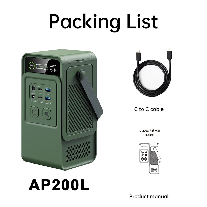 CTOLITY 200W LiFePO4 Power Station 192Wh 60000mAh USB TypeC