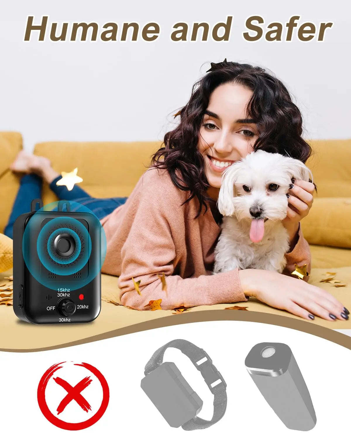 Petedu Rechargeable Ultrasonic Bark Deterrent For Indoor And Outdoor Dogs