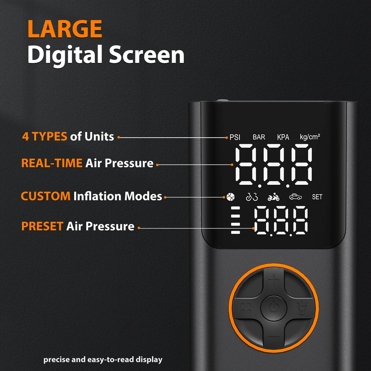 Portable Tire Inflator With Power Bank 150 PSI LED Light