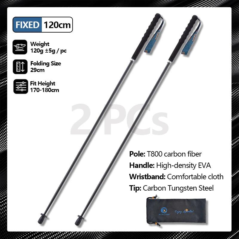 OKHEALINGCN Carbon Fiber Collapsible Trekking Poles for Hiking