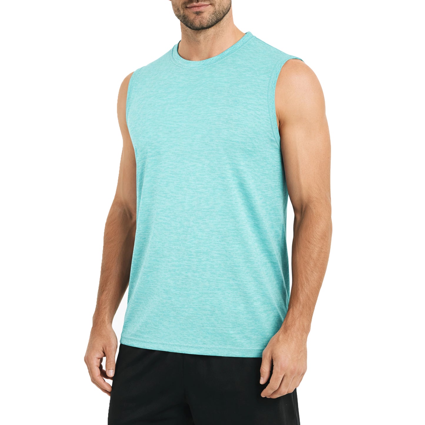 Men Moisture Wicking Sleeveless Athletic Tank Tee Polyester Performance