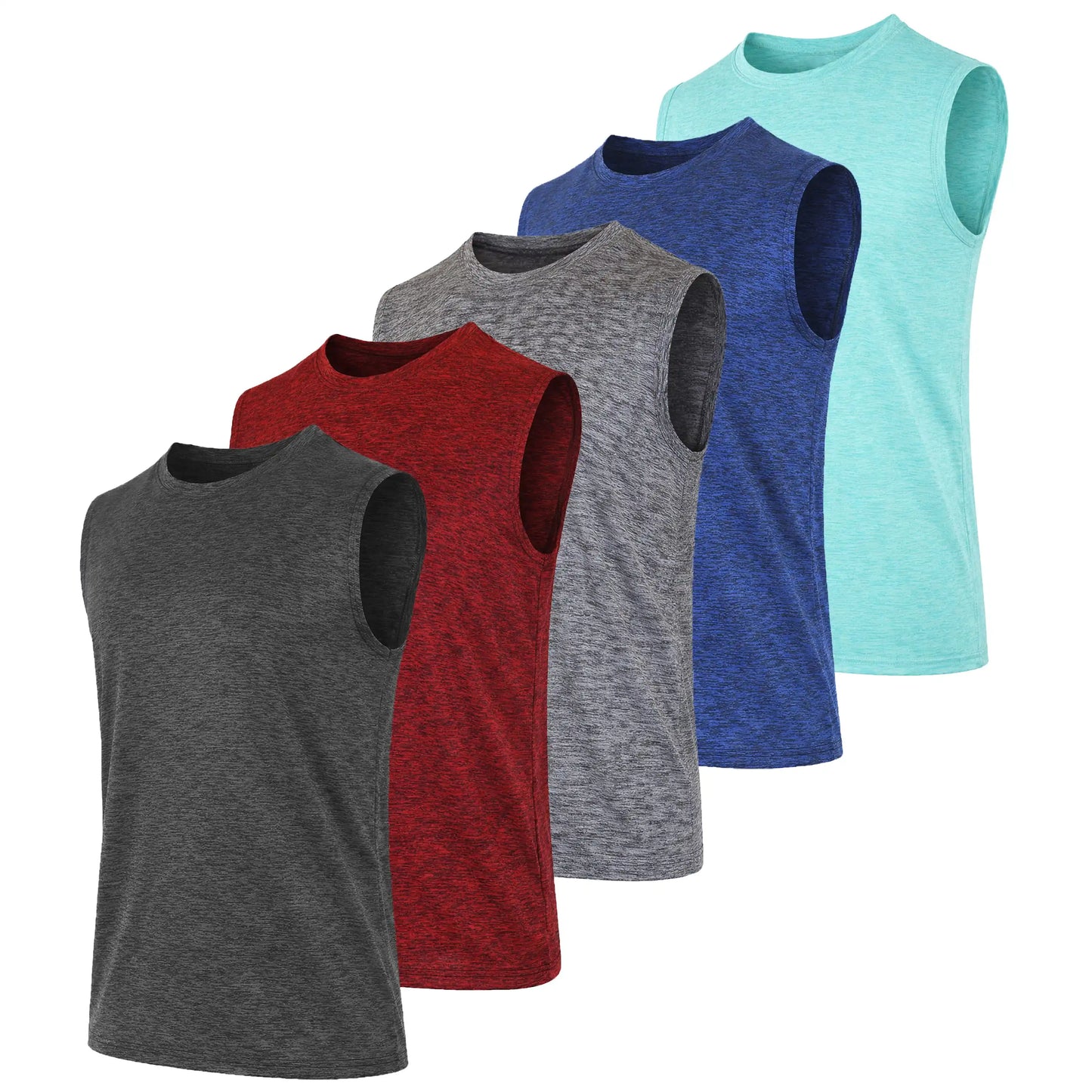 Men Moisture Wicking Sleeveless Athletic Tank Tee Polyester Performance