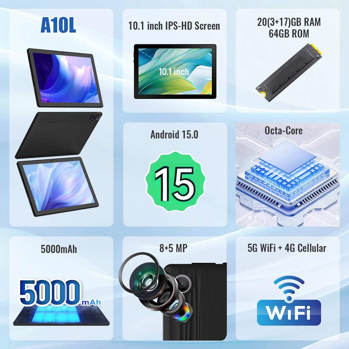 URAO Android Tablet 15 With 20GB 64GB Expandable To 1TB