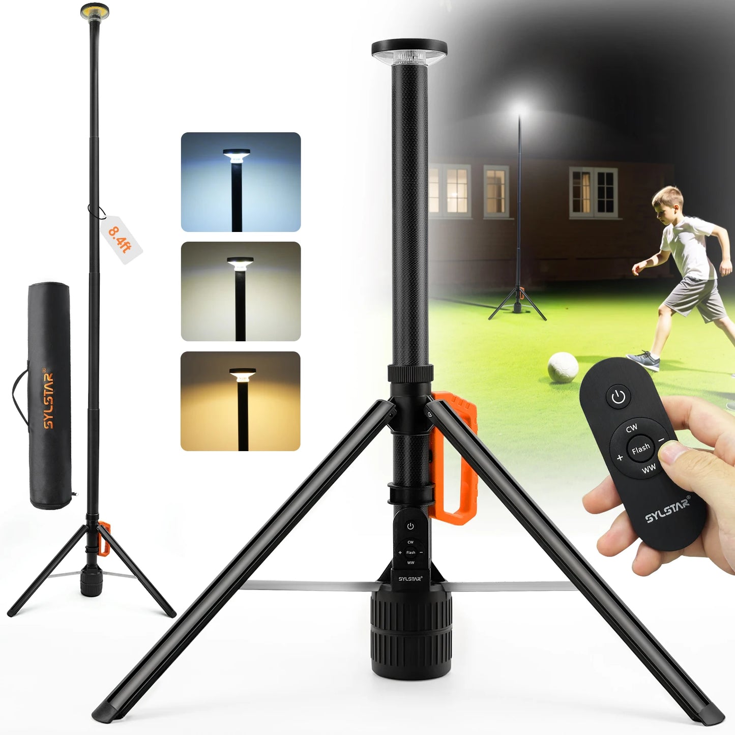 360 Degree Rechargeable Work Light With Remote Control Telescopic Stand