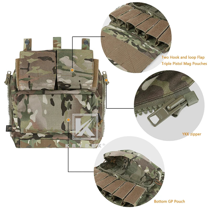 KRYDEX Zip On Tactical Panel Backpack JPC2.0 Vest Airsoft Gear