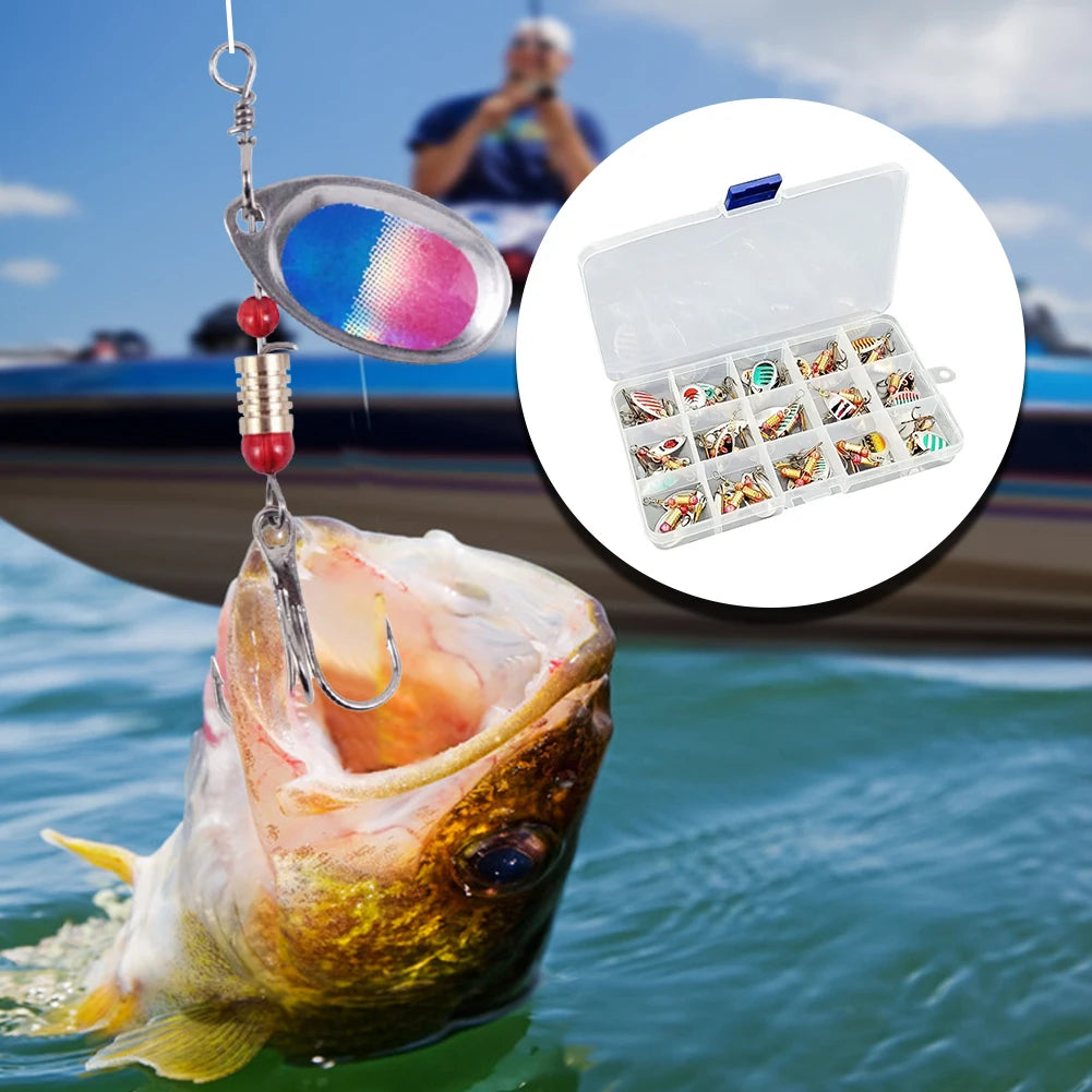 JOCESTYLE Metal Spoon Spinner Fishing Lure With Treble Hooks