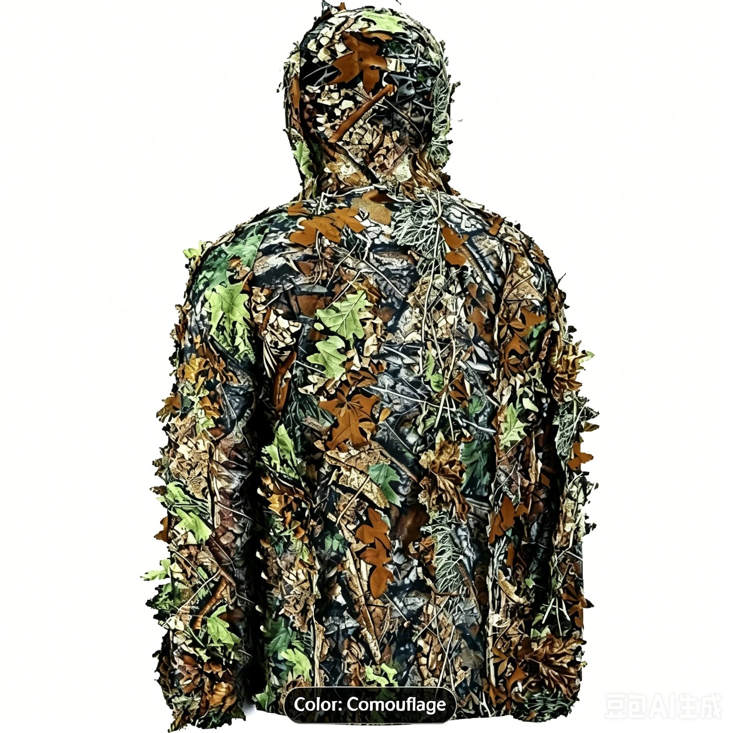 Lightweight 3D Ghillie Hooded Camouflage Hunting Outfit Unisex Breathable