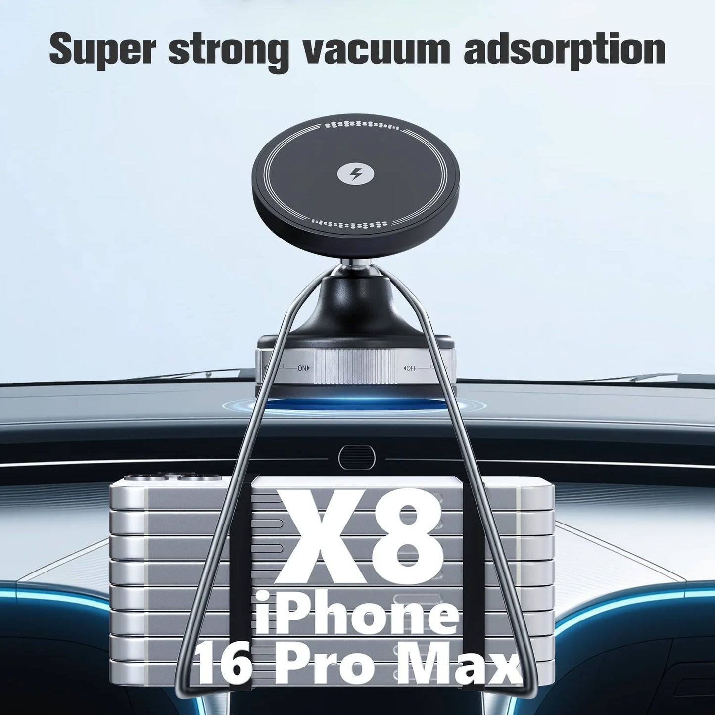 15W Strong Magnetic Car Wireless Charger With 360 Degree Phone Holder