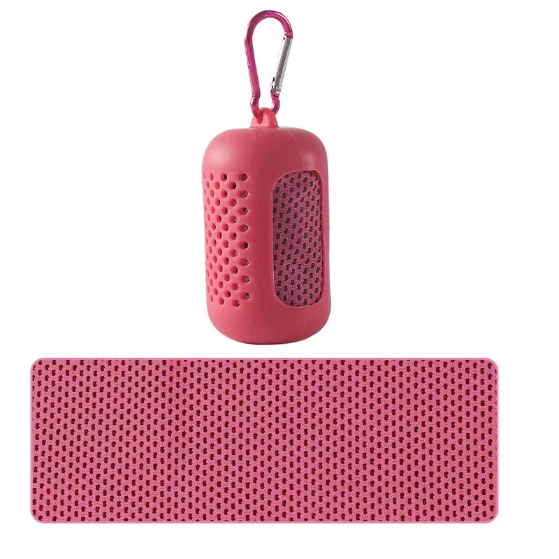Portable Circular Silicone Wrapped Cooling Towel Quick Drying Polyester