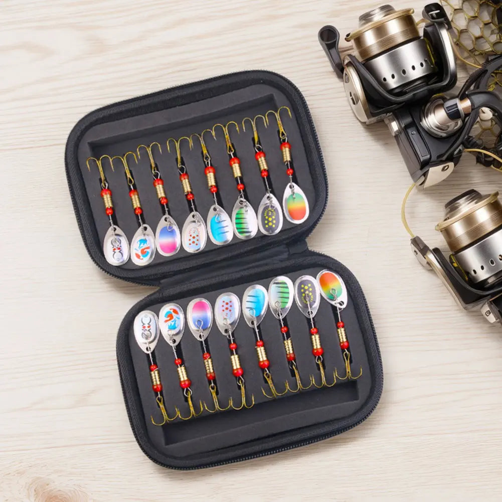 APWIKOGER Metal Spoon Spinner Lures Kit Treble Hooks