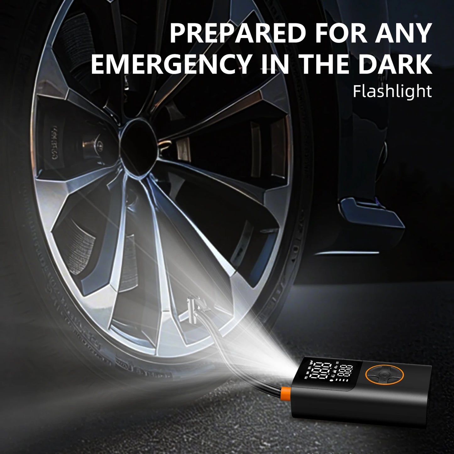 Portable Tire Inflator With Power Bank 150 PSI LED Light