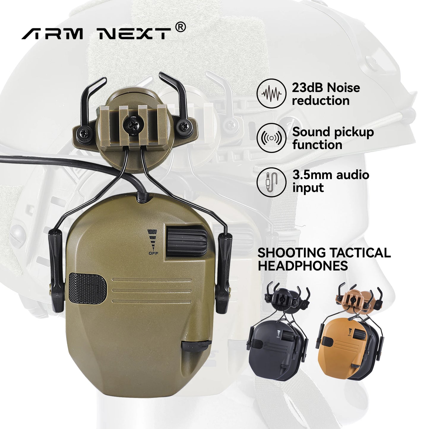 ARM NEXT WK Tactical Electronic Shooting Earmuffs NRR 23dB