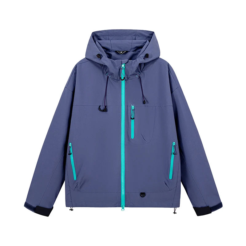 Unisex Waterproof Hiking Jacket Hooded Windbreaker Outdoor Activities