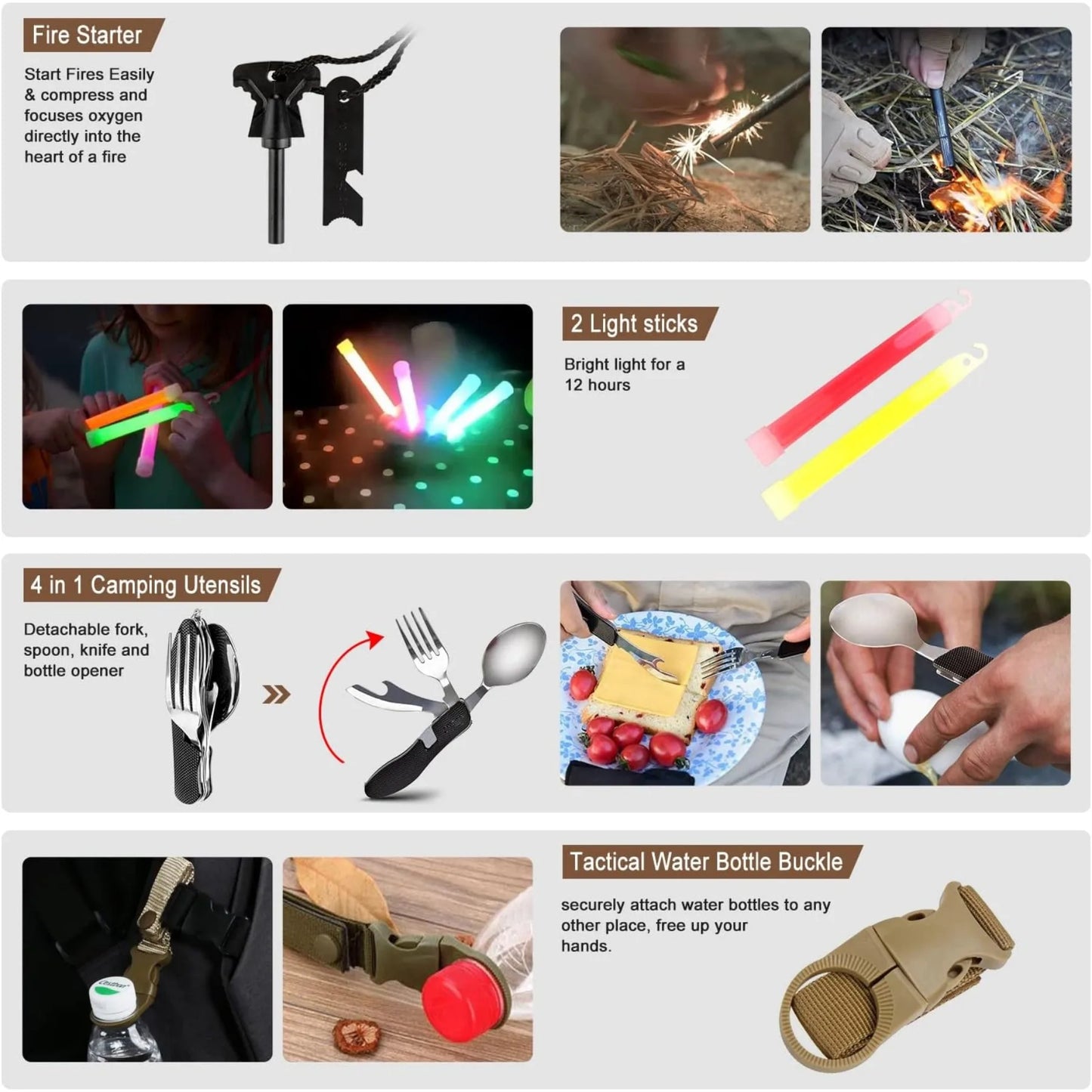 Emergency Survival Kit 238 Pcs With Molle Pouch And Emergency Tent