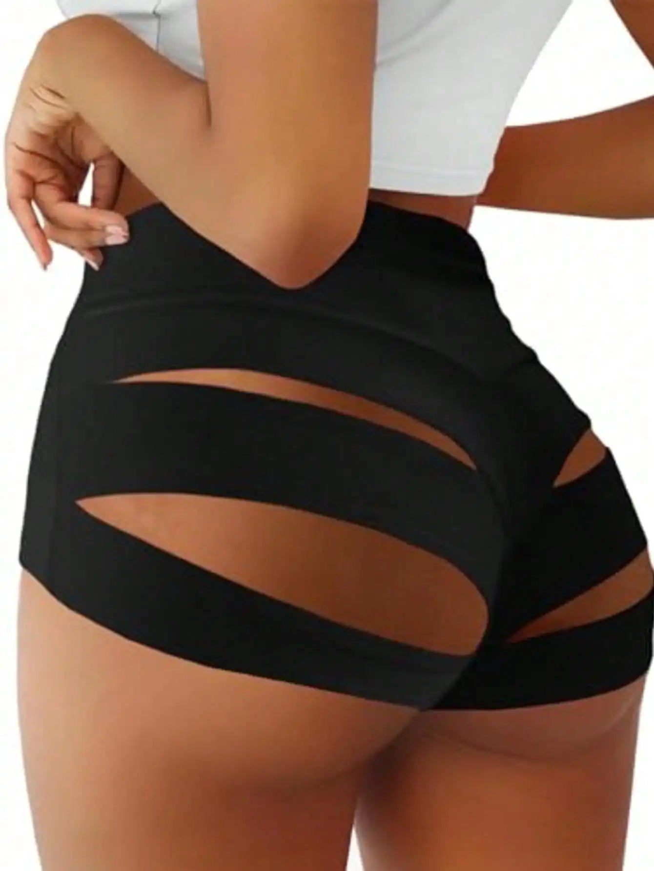 Fisoew Womens High Waisted Sculpting Yoga Shorts With Ventilation