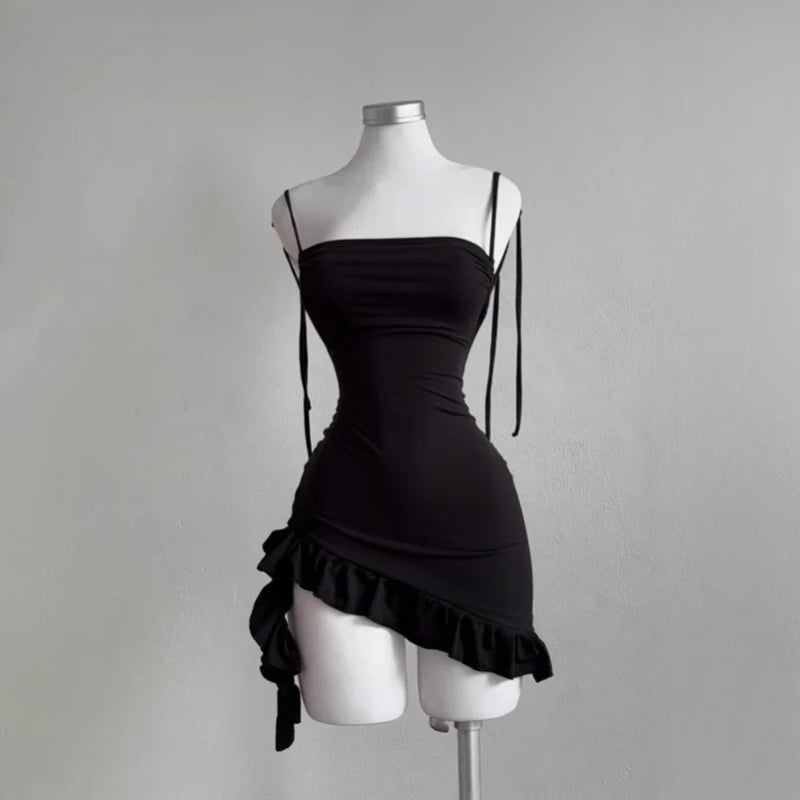 Women Sleeveless Backless Mini Dress Lace Up Bodycon Party Wear
