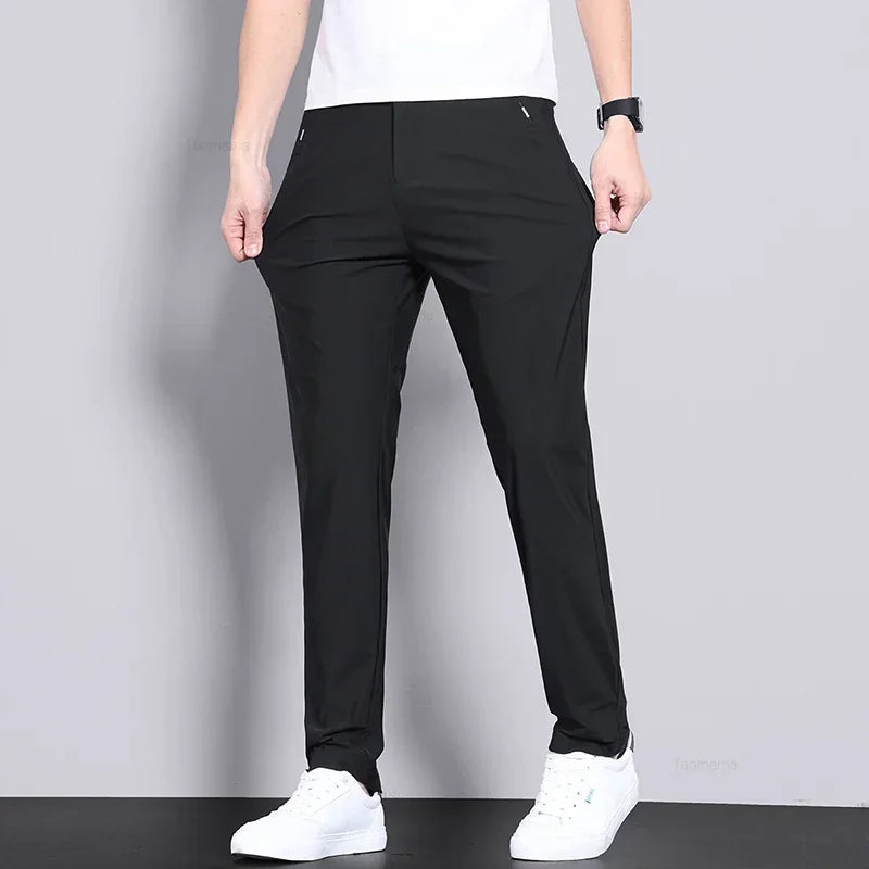 NONECN Ultra Thin Ice Silk Men Casual Trousers Quick Dry