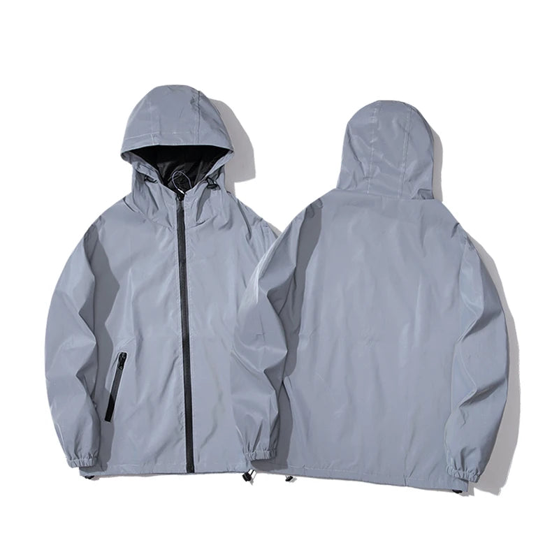 Neverfunction Night Reflective Hooded Windbreaker Jacket For Men