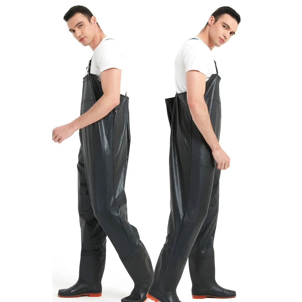 PVC Fishing Waders Waterproof Anti Slip Chest Wader With Boots For Men And Women