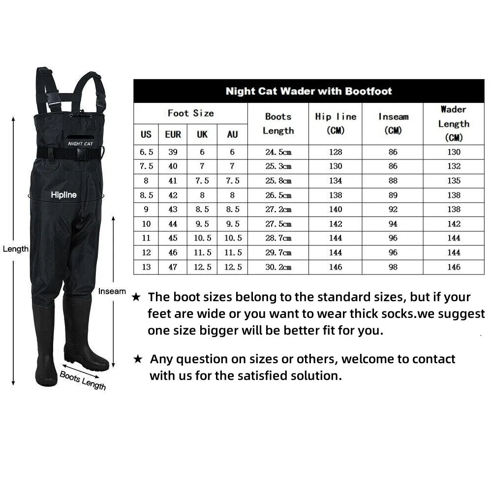 Nylon PVC Waterproof Chest Waders With Boots For Fishing