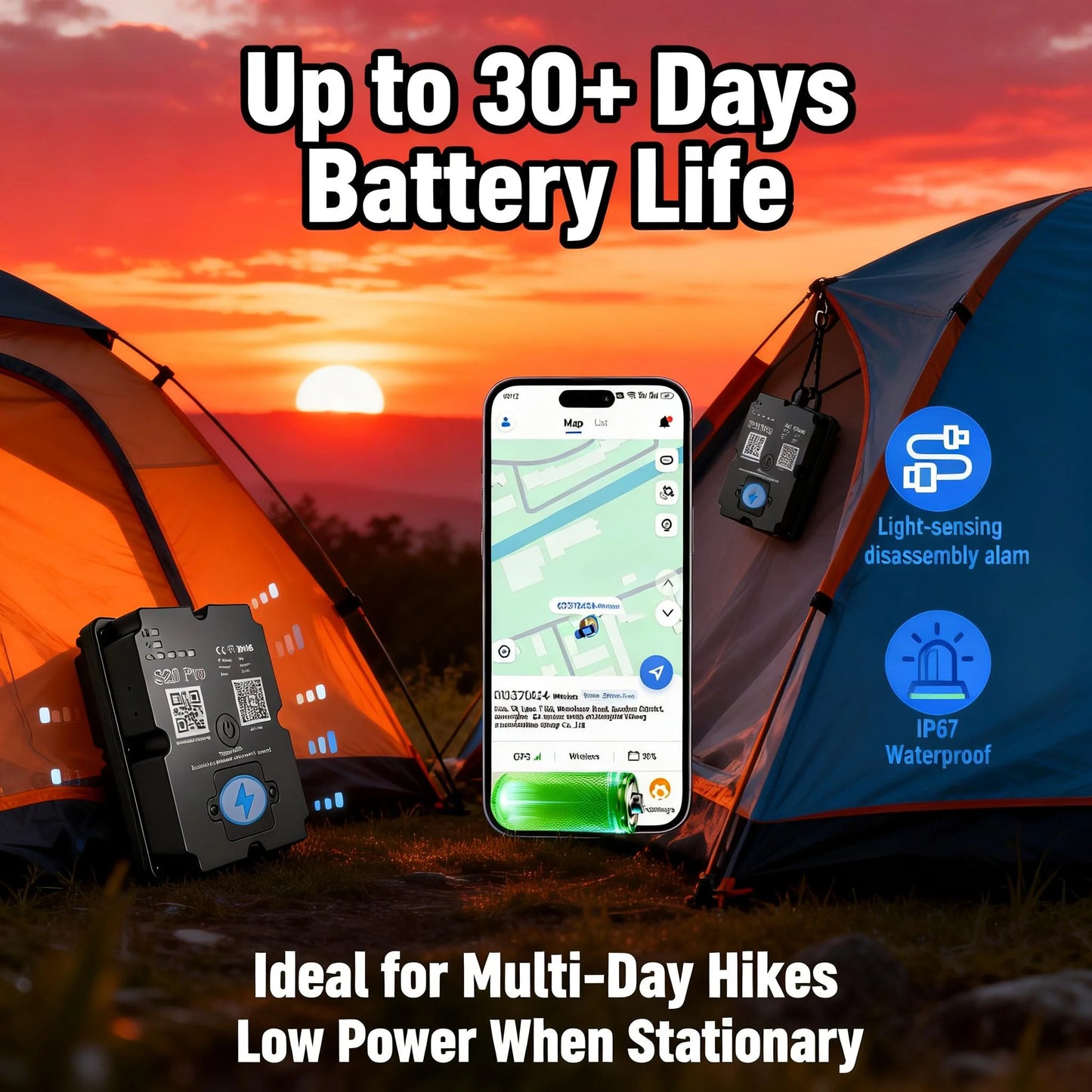 Wanwaytech GPS Tracker for Hiking Outdoor Real Time 4G SOS
