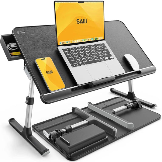 Foldable Adjustable Laptop Bed Tray With Storage Drawer