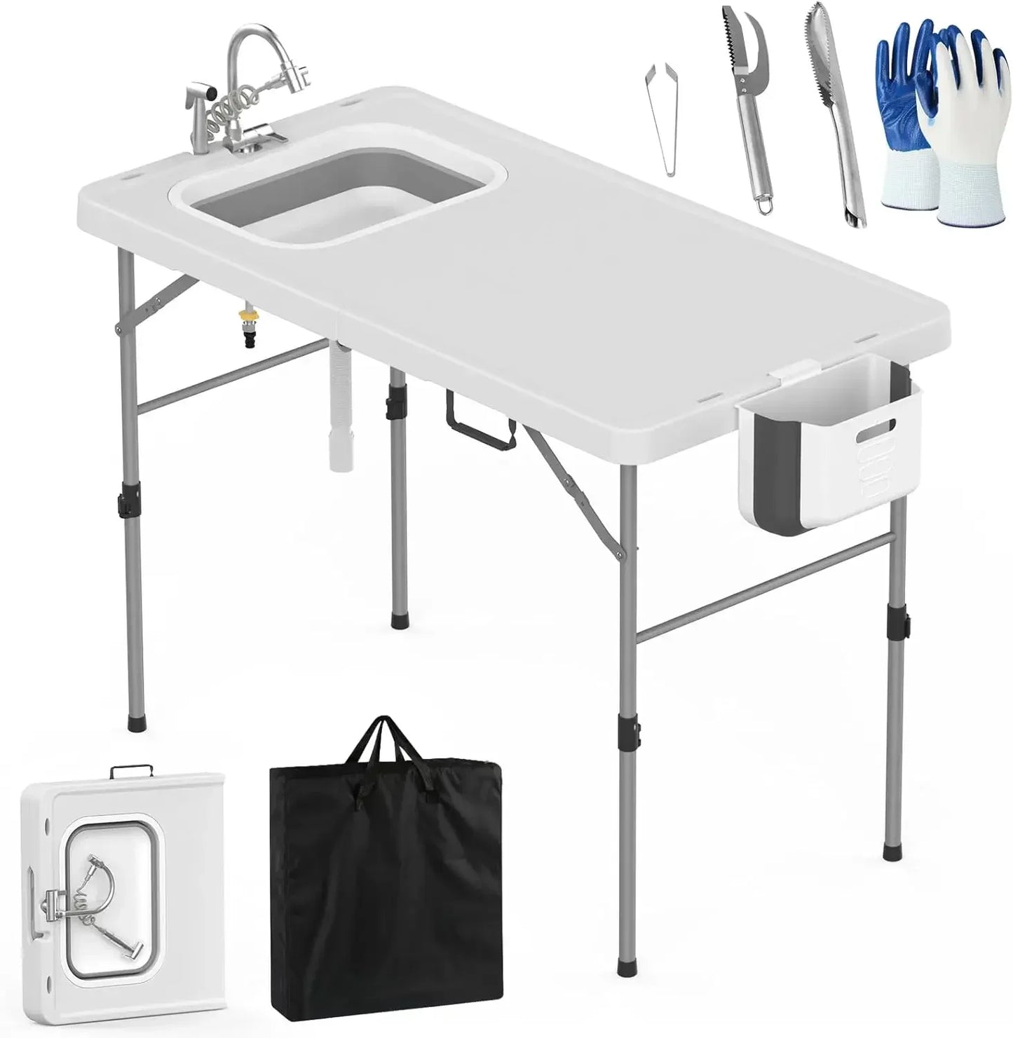 Fold In Half Folding Fish Cleaning Table With Sink