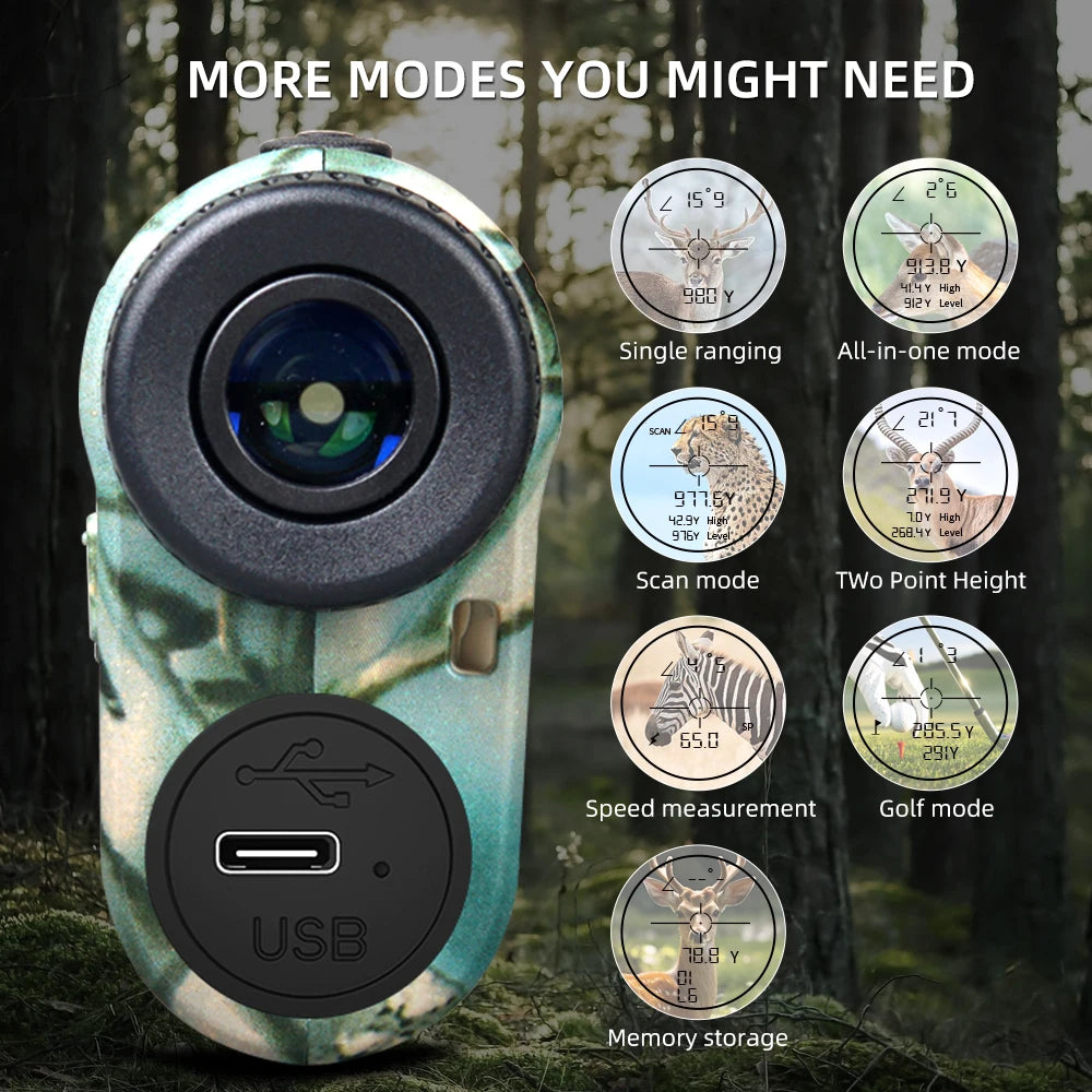REVASRI 6X 1000M Hunting Laser Rangefinder Monocular With Scan Modes