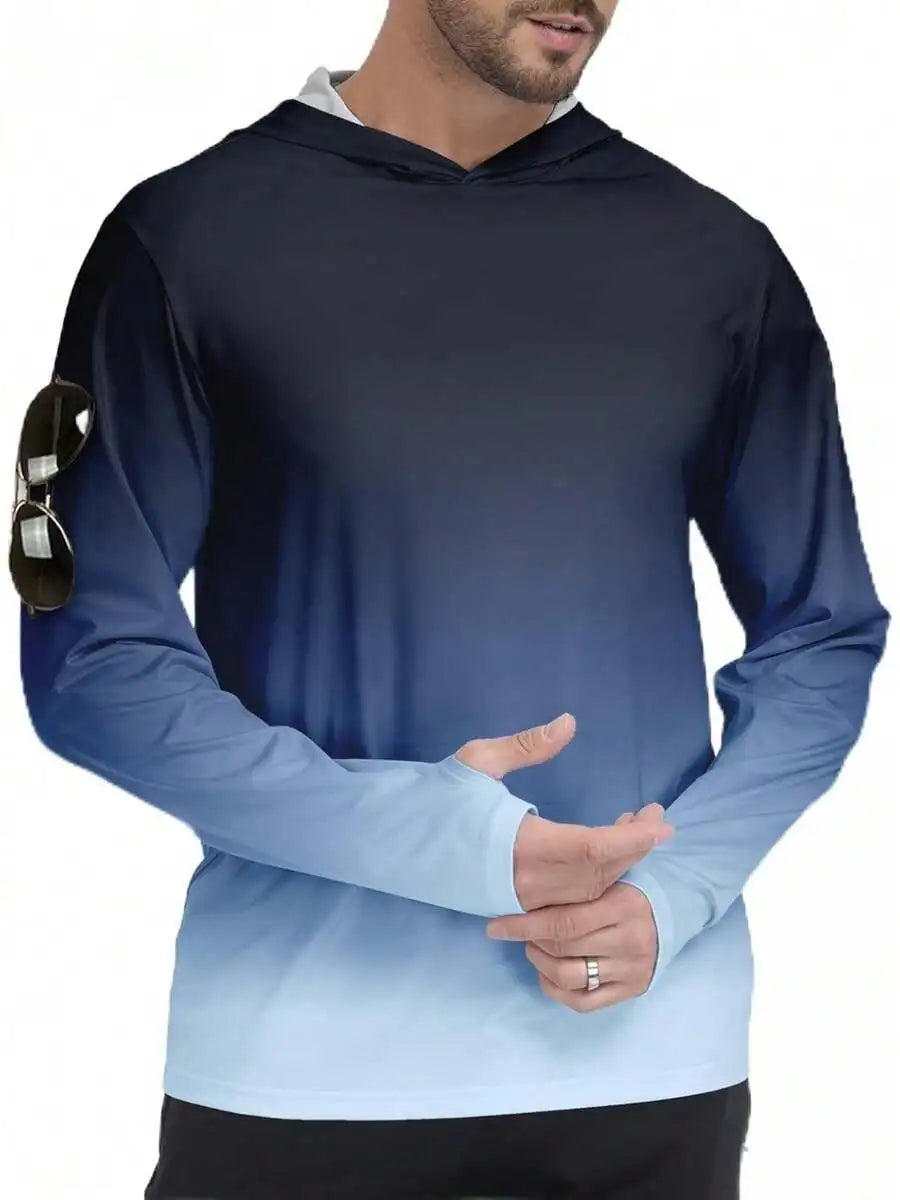 Men's Hooded Rash Guard UPF 50+ Long Sleeve Shirt Athletic