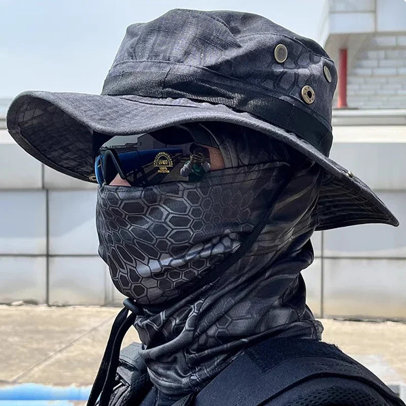 Camouflage Boonie Cap Balaclava Hat For Outdoor Hunting And Fishing
