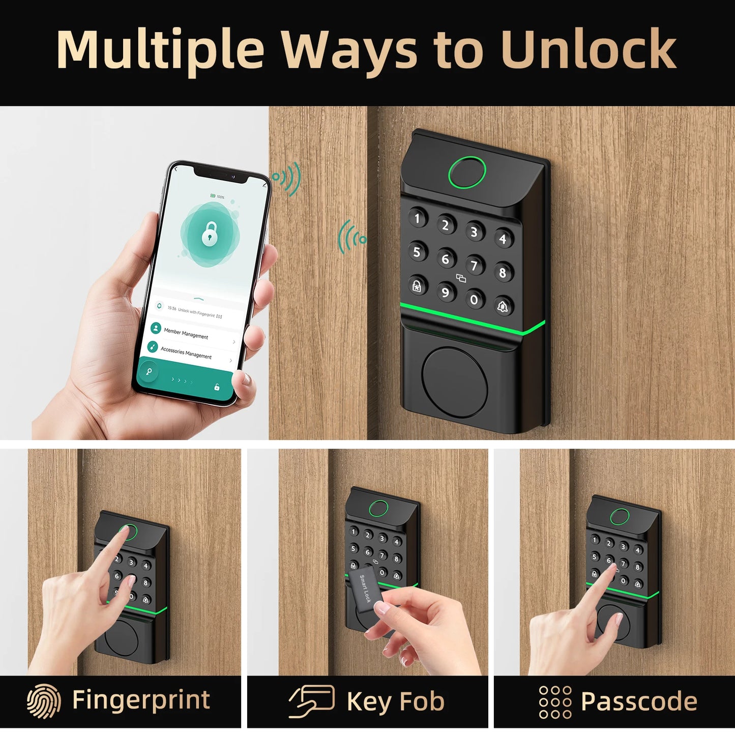 Viladepot Smart Lock with Fingerprint, Keypad, Bluetooth App Control