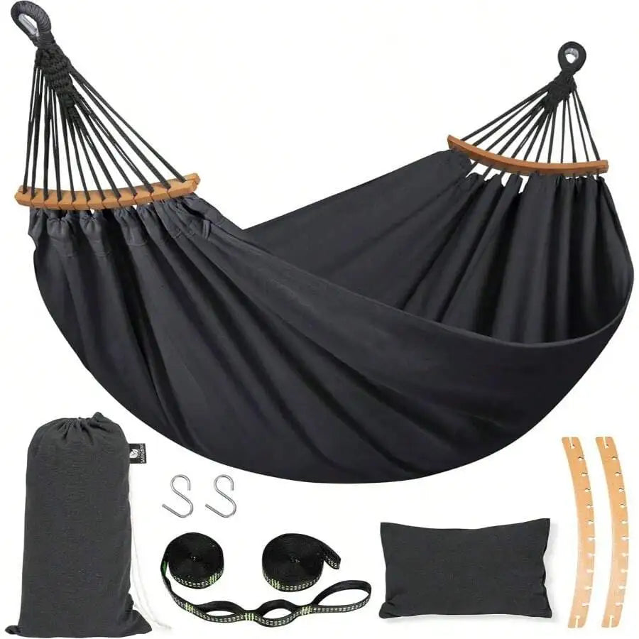 Outdoor Polyester Hammock With Spreader Bar Portable Camping Hammock