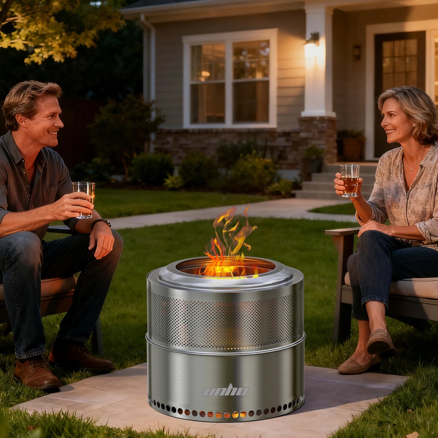 Wood Burning Fire Pit Stainless Steel Smokeless With Carry Bag