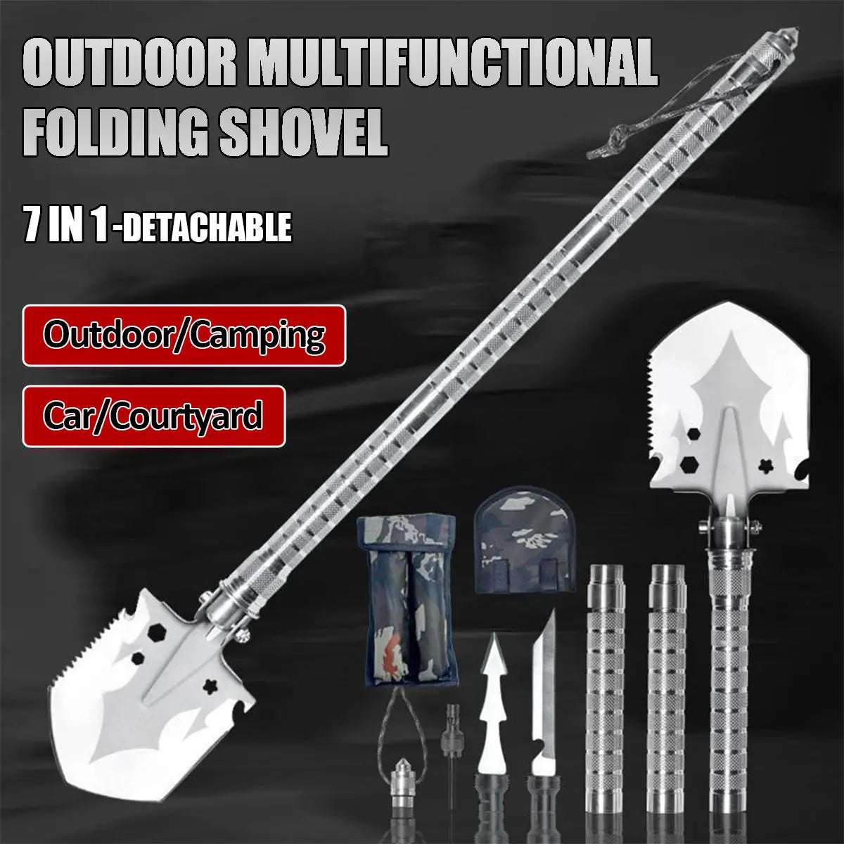 Skywolfeye Multi Function Foldable Military Shovel Outdoor Survival Tool