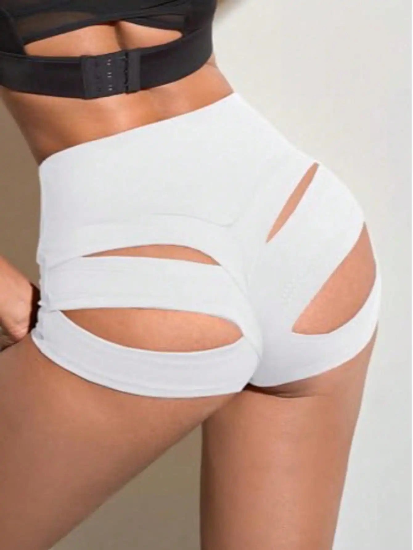 Fisoew Womens High Waisted Sculpting Yoga Shorts With Ventilation