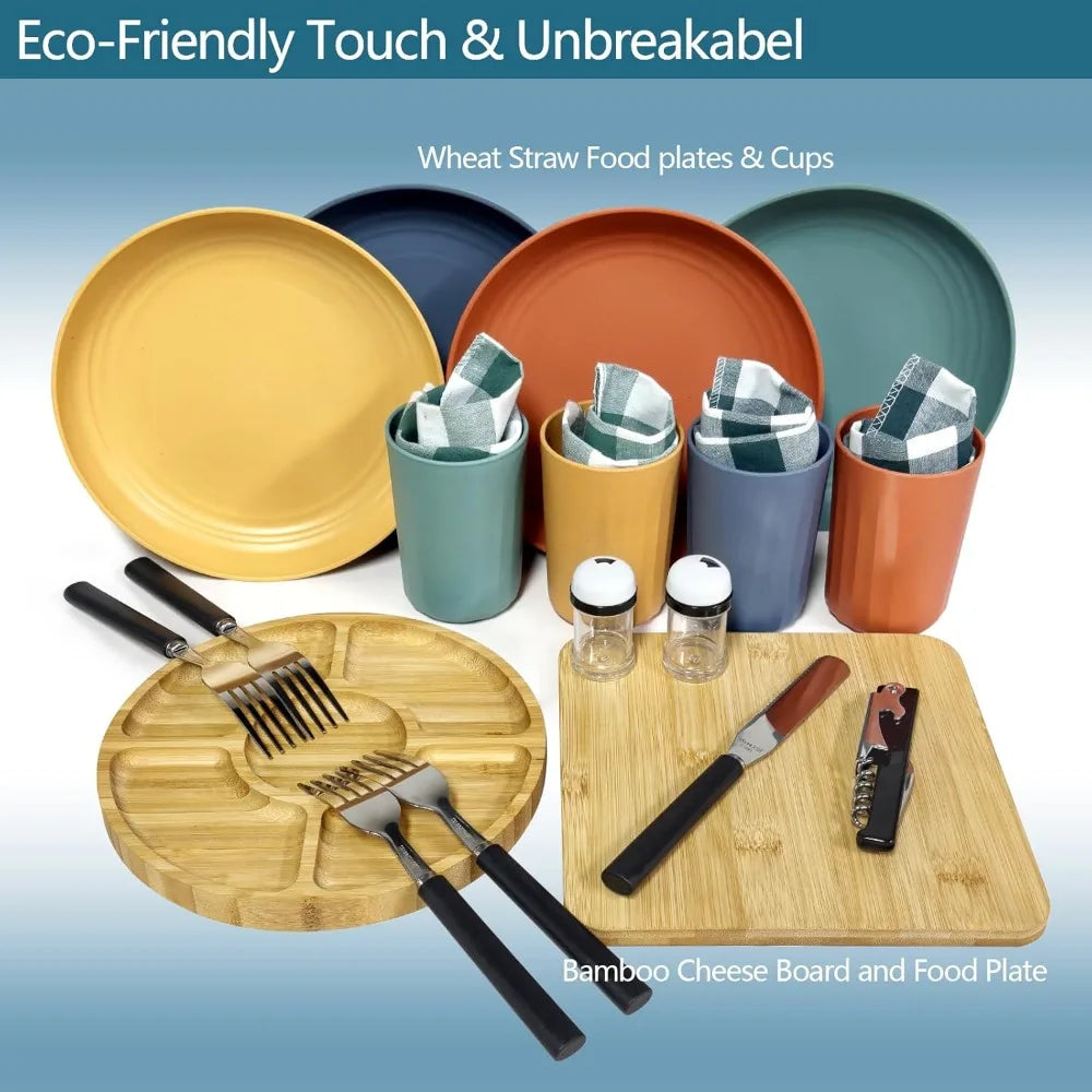 Picnic Backpack For Four With Insulated Cooler And Wine Holder