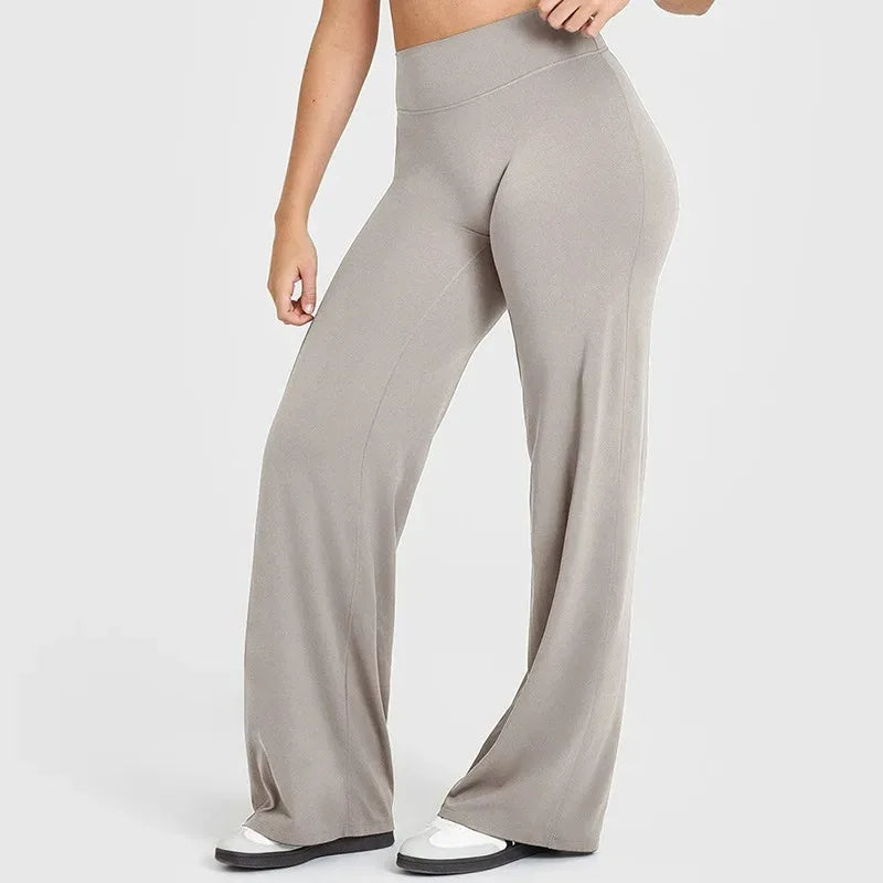 Women's Mid Waist Soft Butter Fabric Straight Leg Sport Trousers