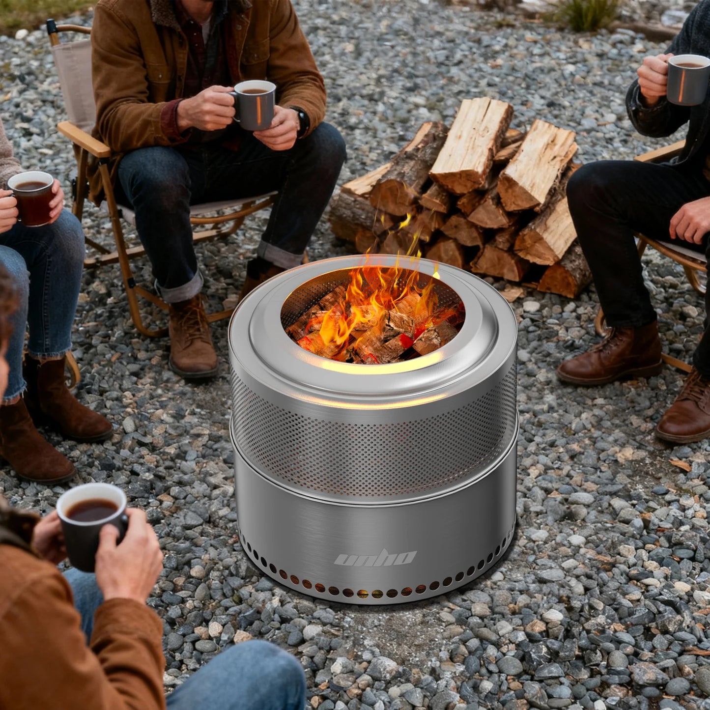 Wood Burning Fire Pit Stainless Steel Smokeless With Carry Bag