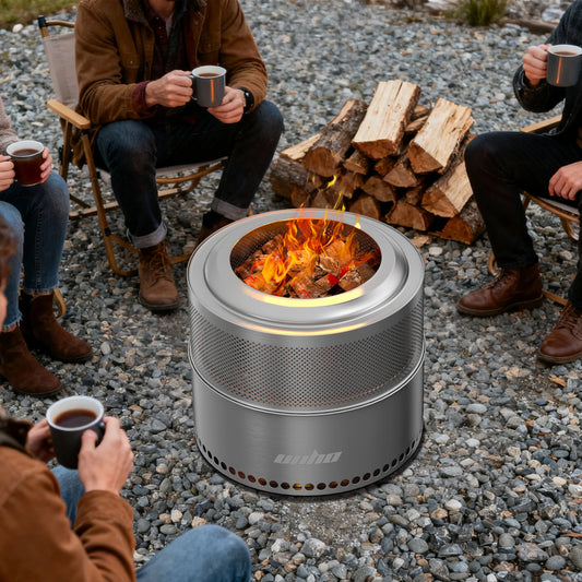 Wood Burning Fire Pit Stainless Steel Smokeless With Carry Bag