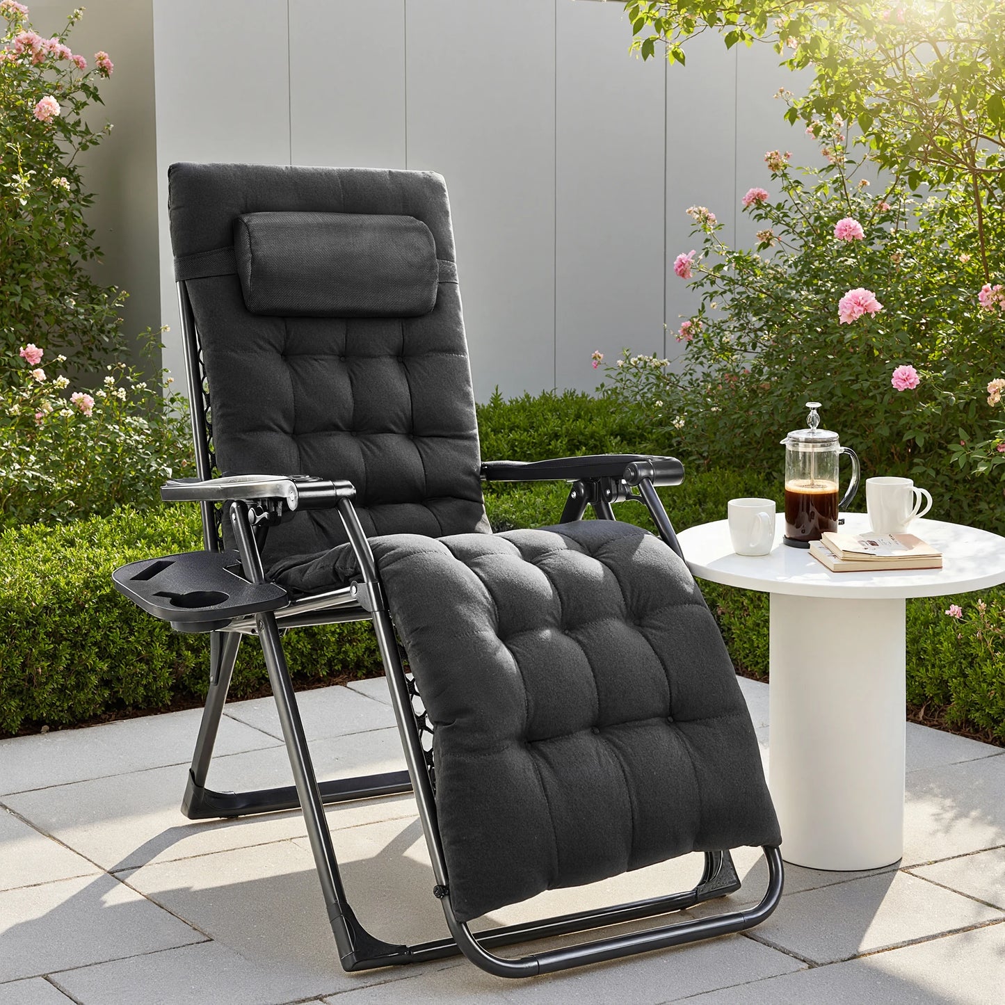 JHK Zero Gravity Portable Recliner Outdoor Lounge Chair With Cup Holder
