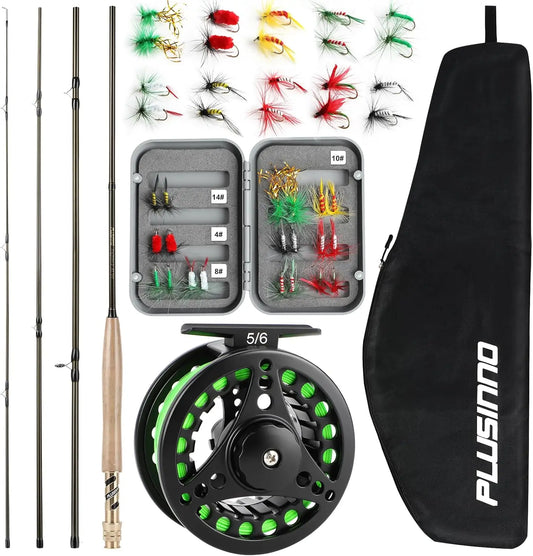 Graphite Fly Fishing Rod And Reel Combo Starter Kit