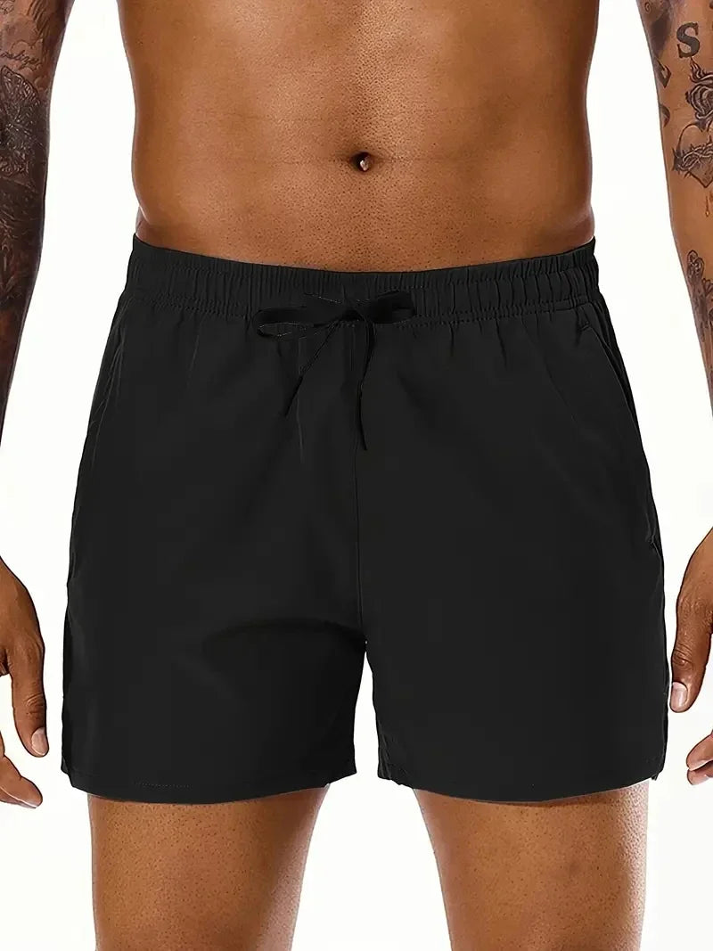 Men Summer Beach Shorts With Elastic Waist And Dual Pockets