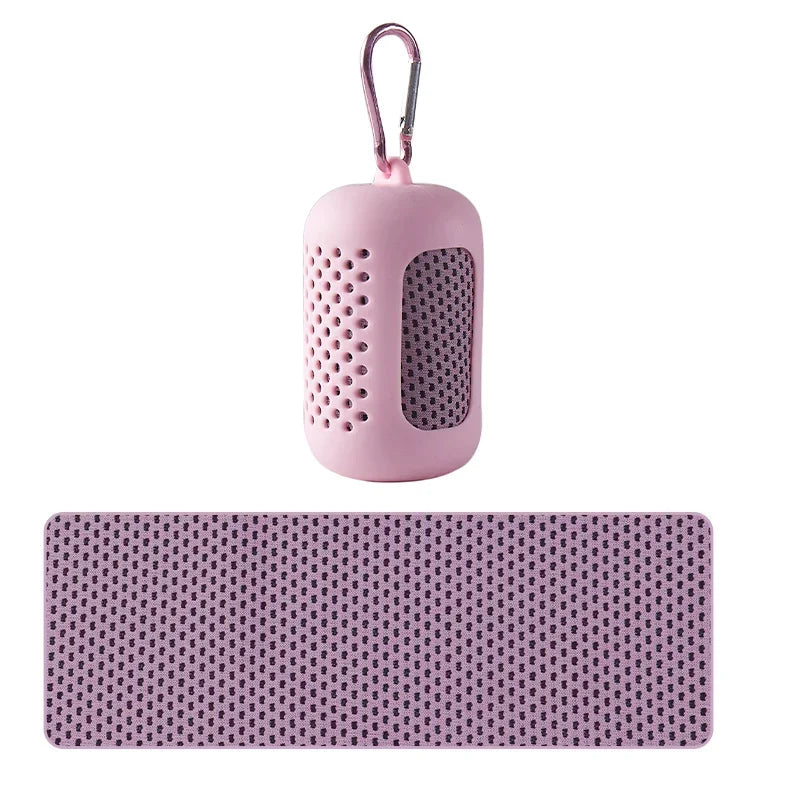 Portable Circular Silicone Wrapped Cooling Towel Quick Drying Polyester