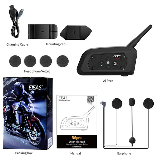 EJEAS V6PRO Motorcycle Intercom Headset Bluetooth 5.1 For Six Riders