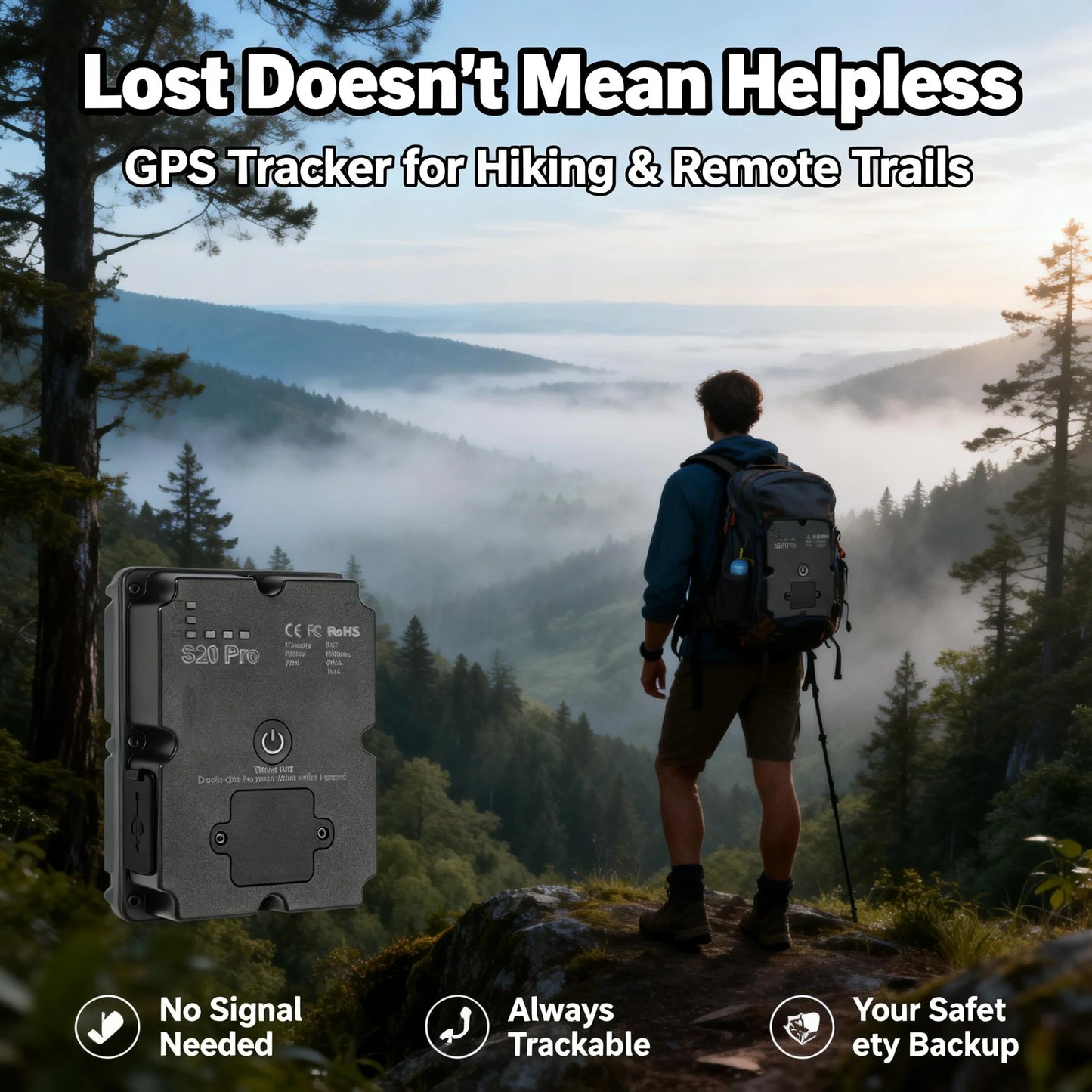 Wanwaytech GPS Tracker for Hiking Outdoor Real Time 4G SOS