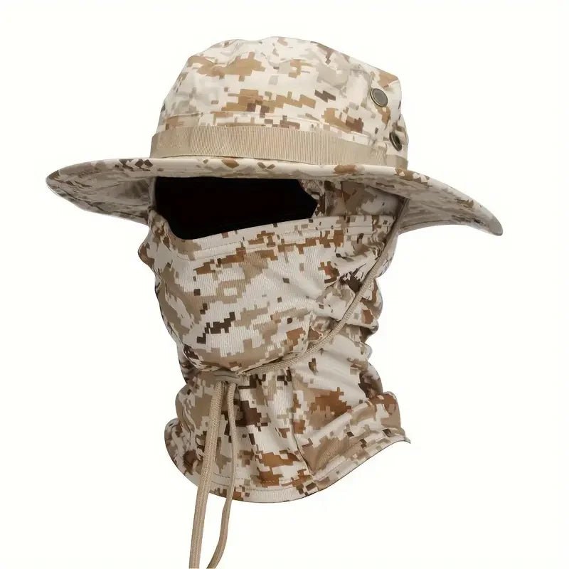 Camouflage Boonie Cap Balaclava Hat For Outdoor Hunting And Fishing